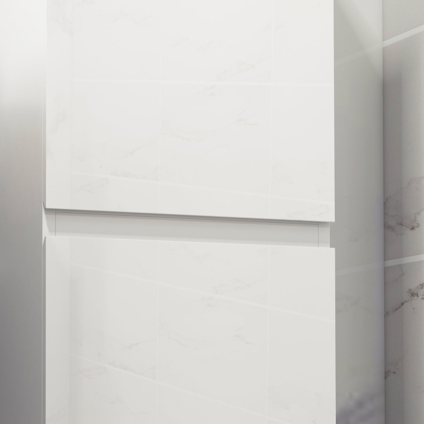 kleankin Bathroom Storage Unit, Tall Bathroom Cabinet with 2 Cupboards and Adjustable Shelves, White