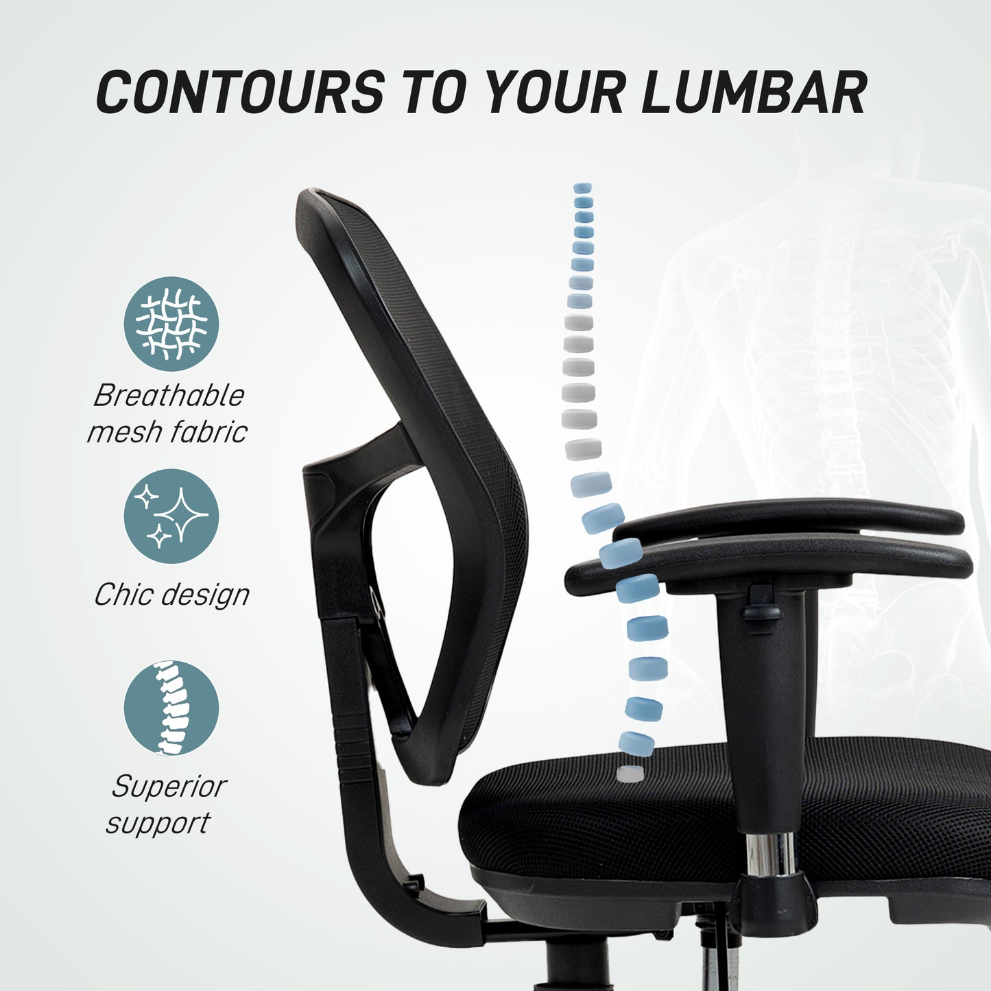 HOMCOM Drafting Chair with Adjustable Armrests, Ergonomic Mesh Back, Lumbar Support, Height & Footrest Adjustments for Standing Desk, Black