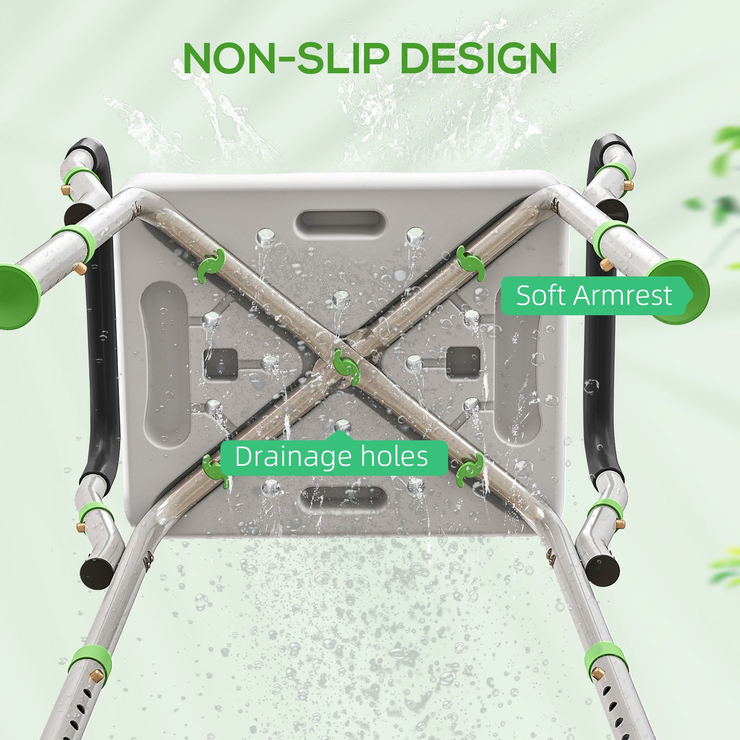 HOMCOM 57-69cm Aluminium Frame Bath Seat