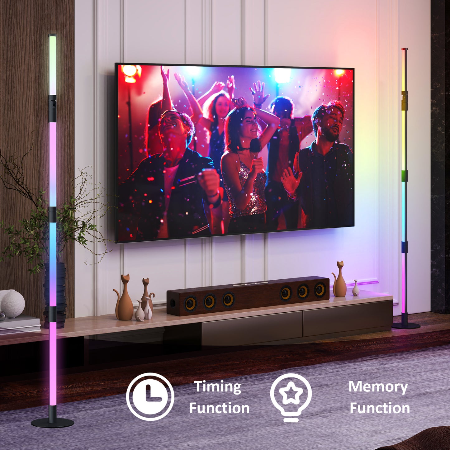 HOMCOM LED Floor Lamp, 360° RGB Detachable Corner Floor Lamp with App & Remote Control, Dark Grey