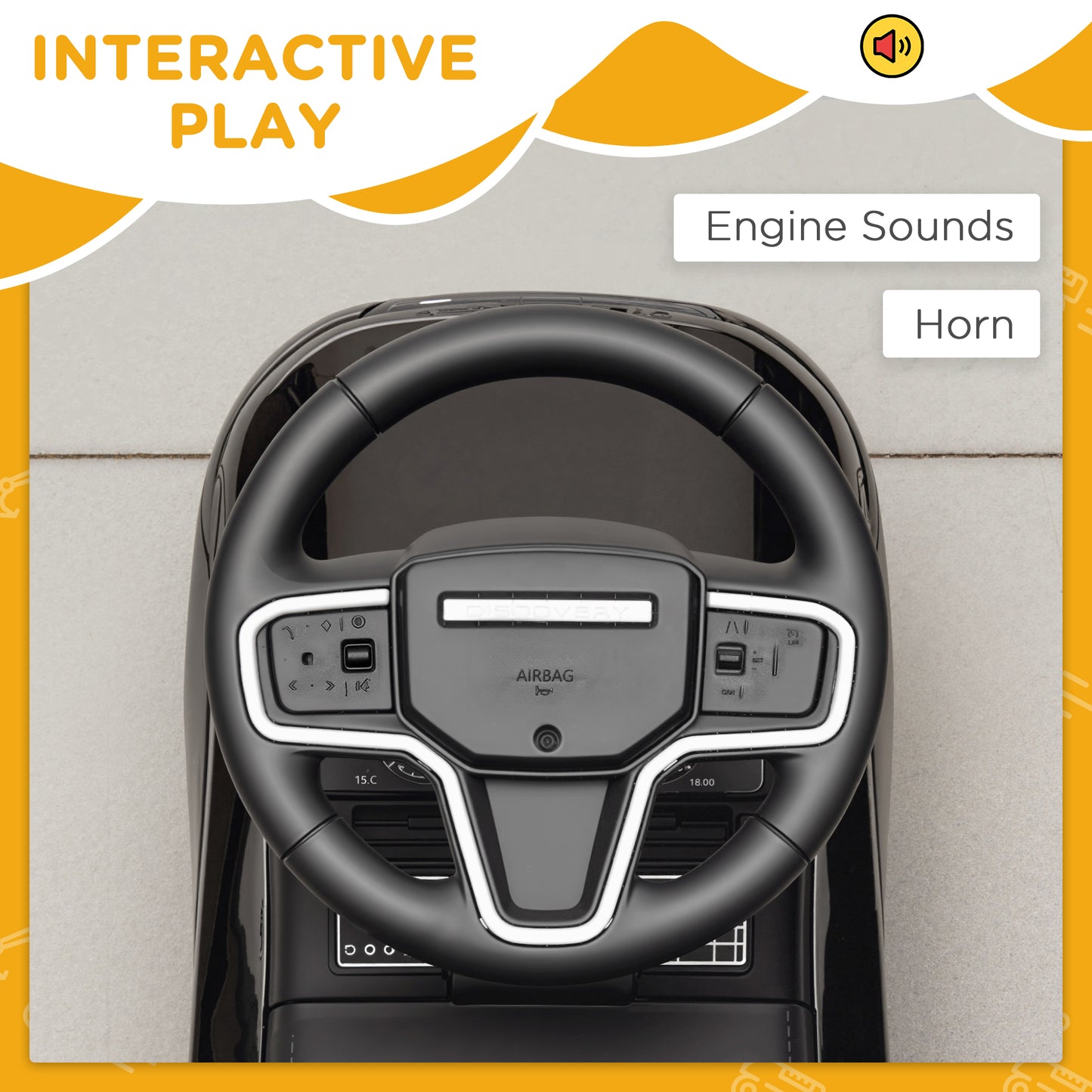 AIYAPLAY Land Rover Licensed Toddler Ride on Car with Horn, Engine Sounds, Under-Seat Storage, for 18-36 Months, Black