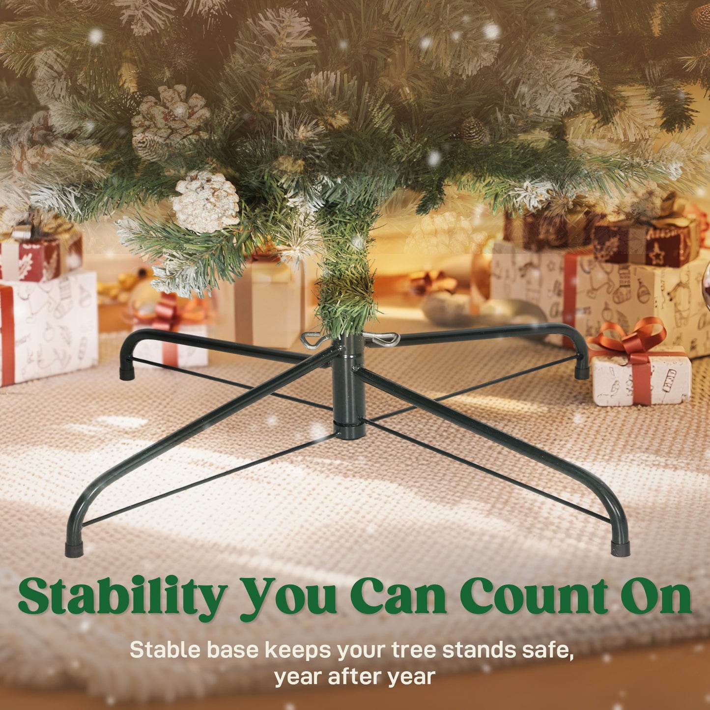 HOMCOM Christmas Tree Arch, 8.2 ft Snow Frosted with 2100 Tips & 96 Pinecones, Artificial Xmas Decoration with Metal Stand, Green