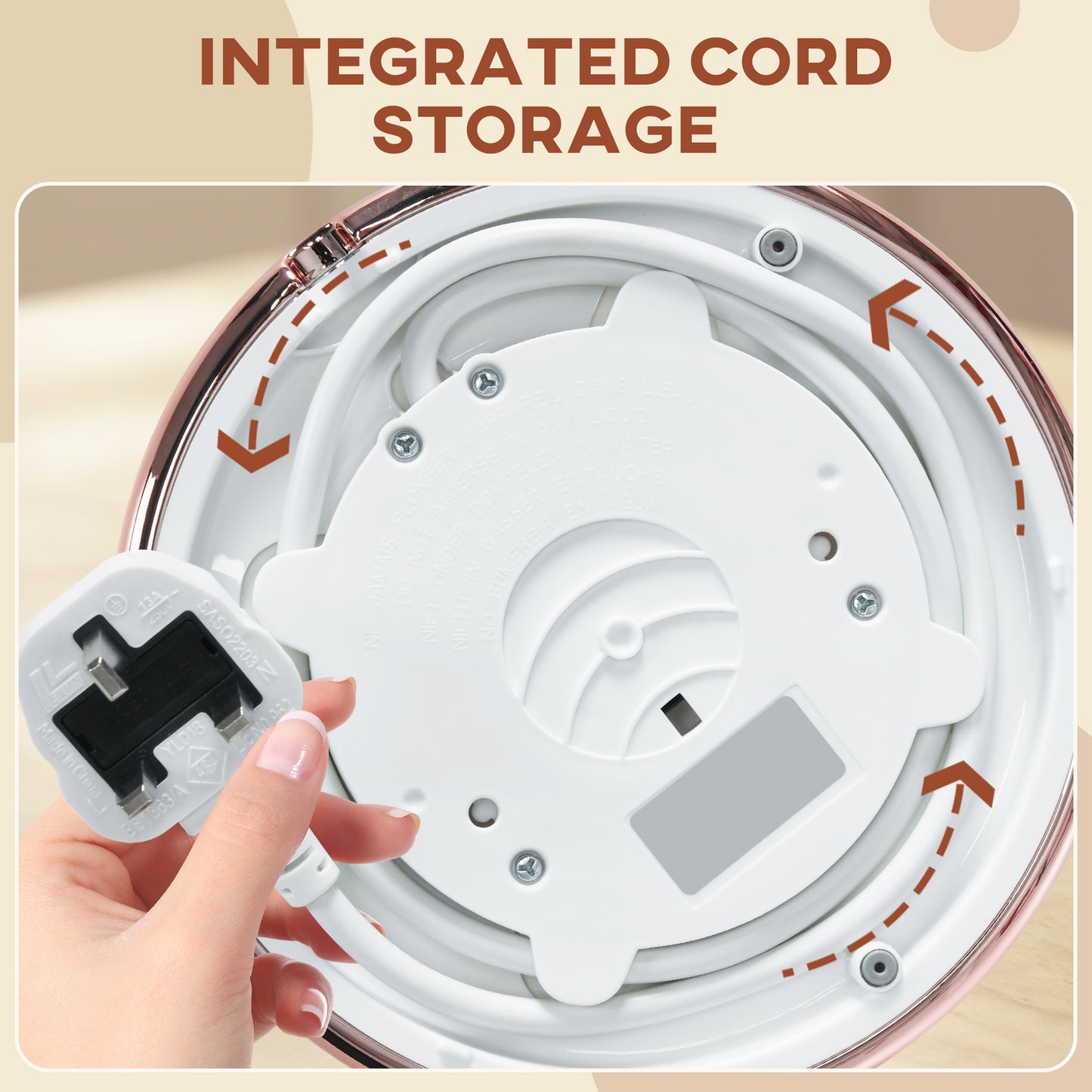 HOMCOM Electric Kettle, 1.7L, Fast Boil, 3kW Water Kettle with Removable Washable Anti-scale Filter - Cream