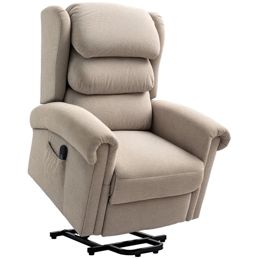 HOMCOM Power Lift Recliner Chair, Velvet Electric Armchair, Thick Back, Khaki