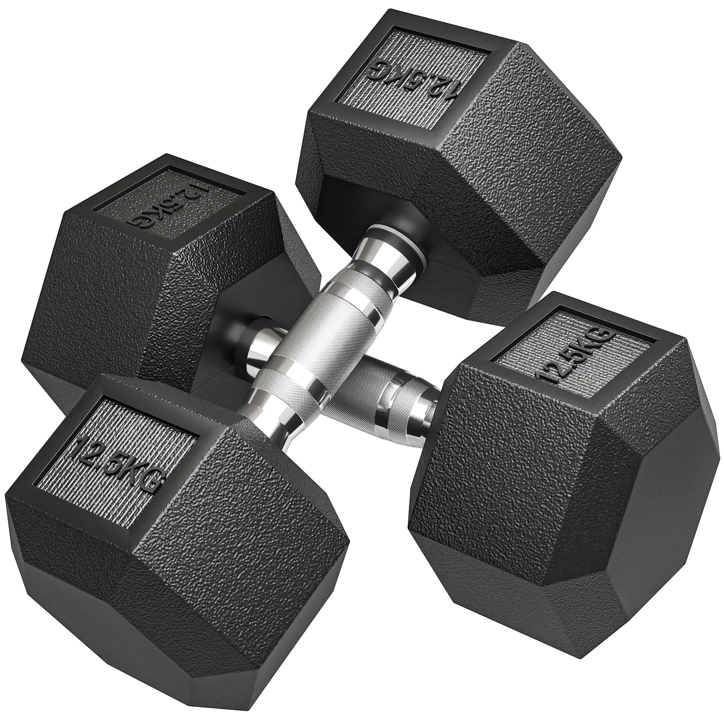 HOMCOM 25KG Rubber Hex Dumbbell Portable Hand Weights Dumbbell Home Gym