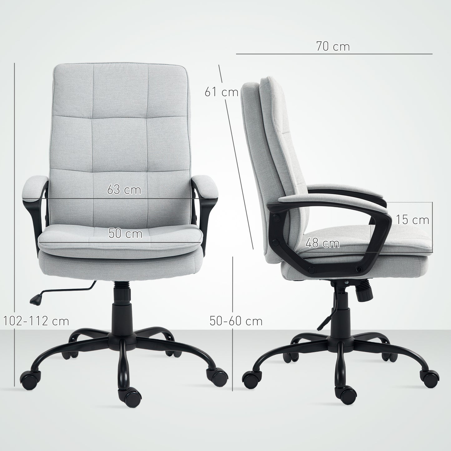 HOMCOM Dual-Layer Padding Fabric Office Chair - Grey