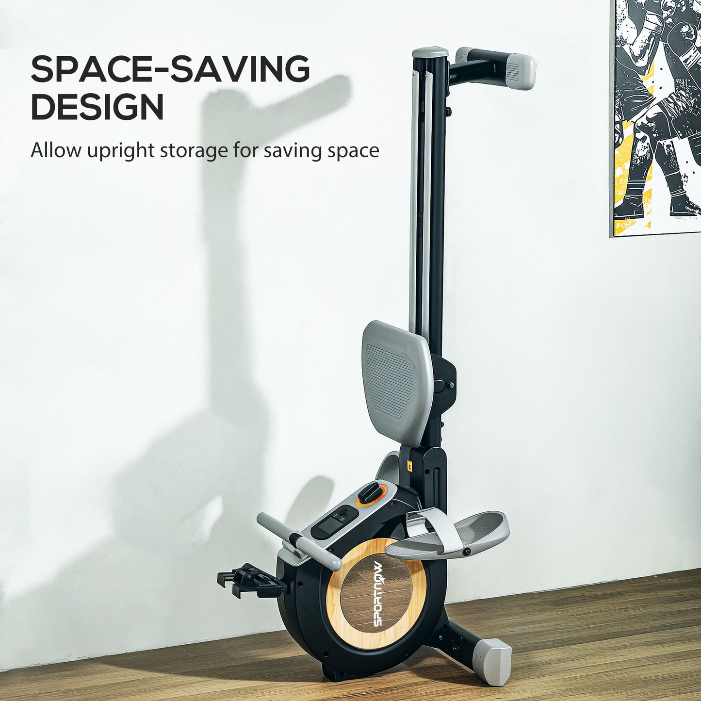 SPORTNOW Rowing Machine, 16-Level Magnetic Rower, LCD Monitor & Phone Holder, Vertical Storage, Black