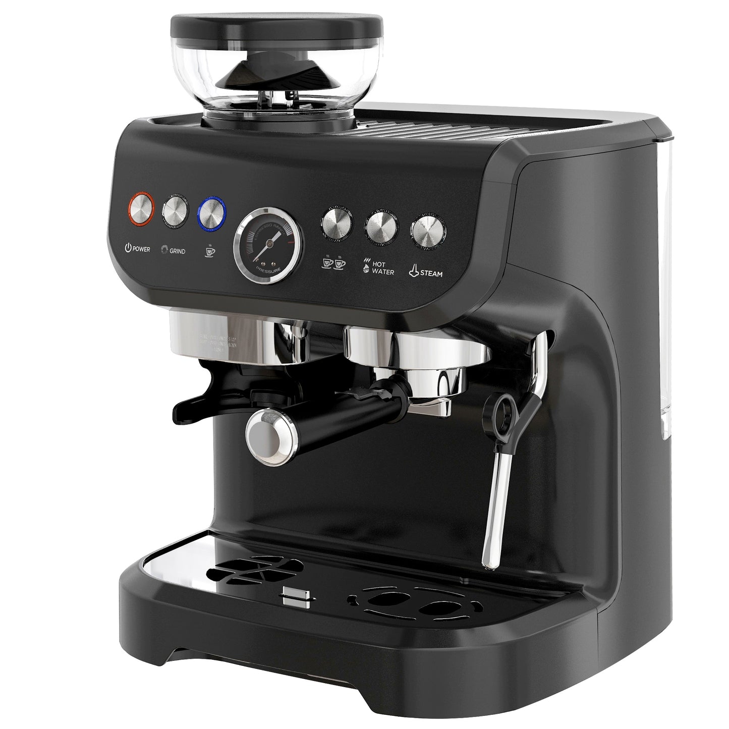 HOMCOM 15 Bar Coffee Machine, with Adjustable Grind, Steamer and Accessories