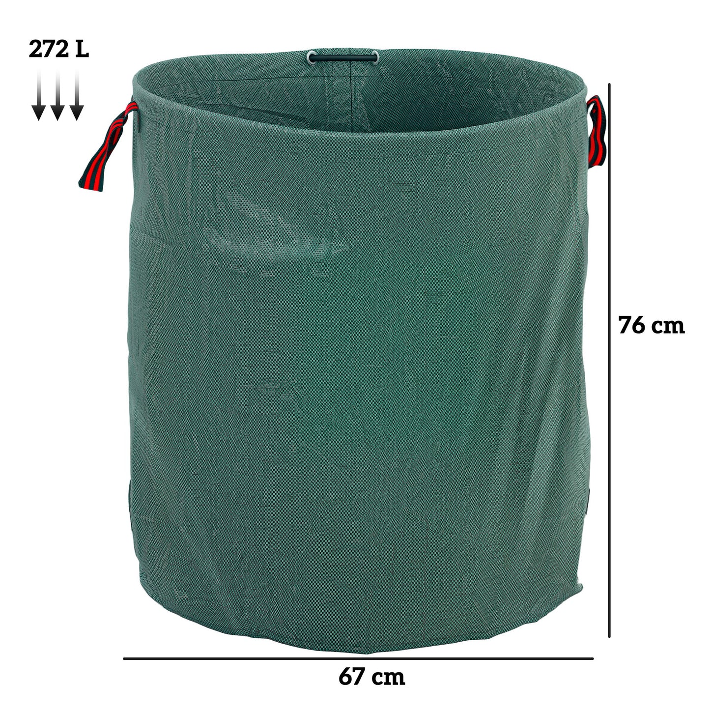 Outsunny 272L Garden Waste Bags x3, Heavy Duty, Foldable, Reusable with Handles for Garden Waste, Green