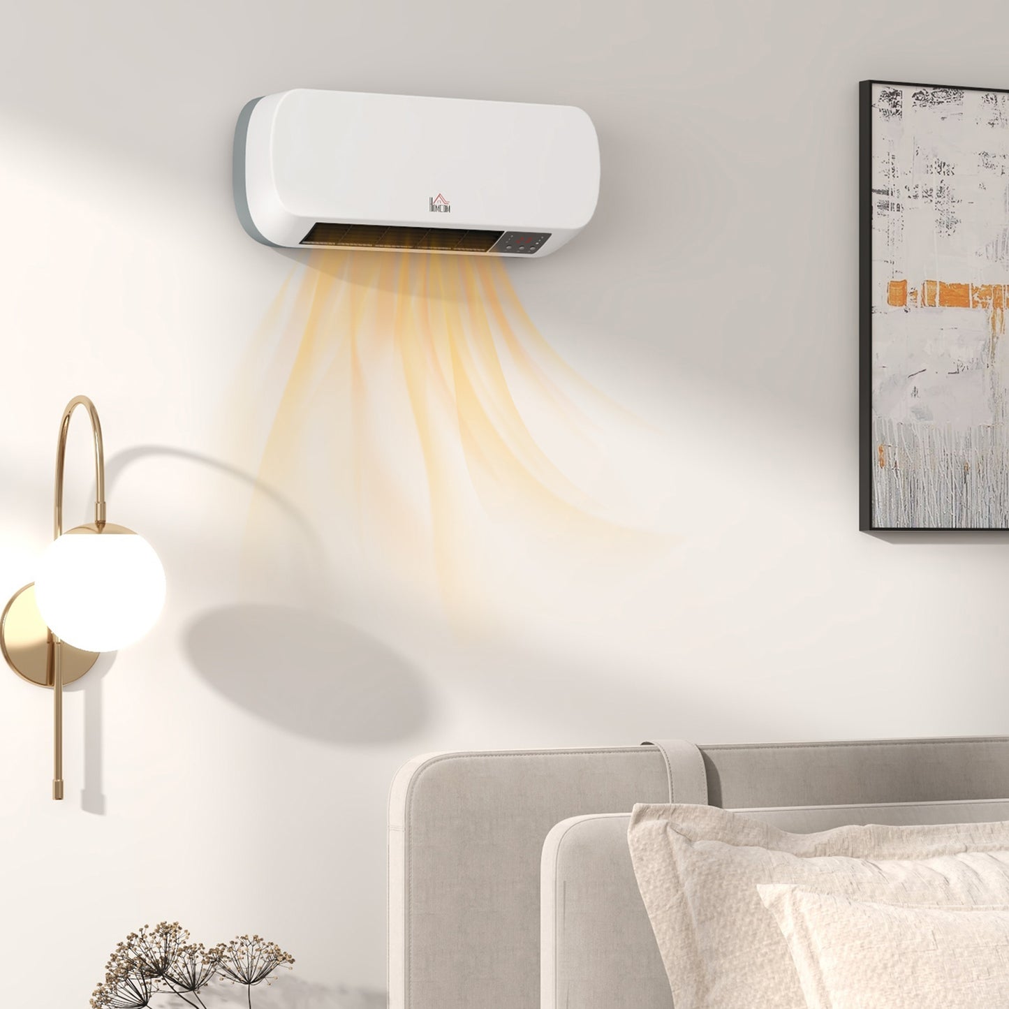 HOMCOM 2000W PTC On-Wall Heater, 10-49°C Temperature - White