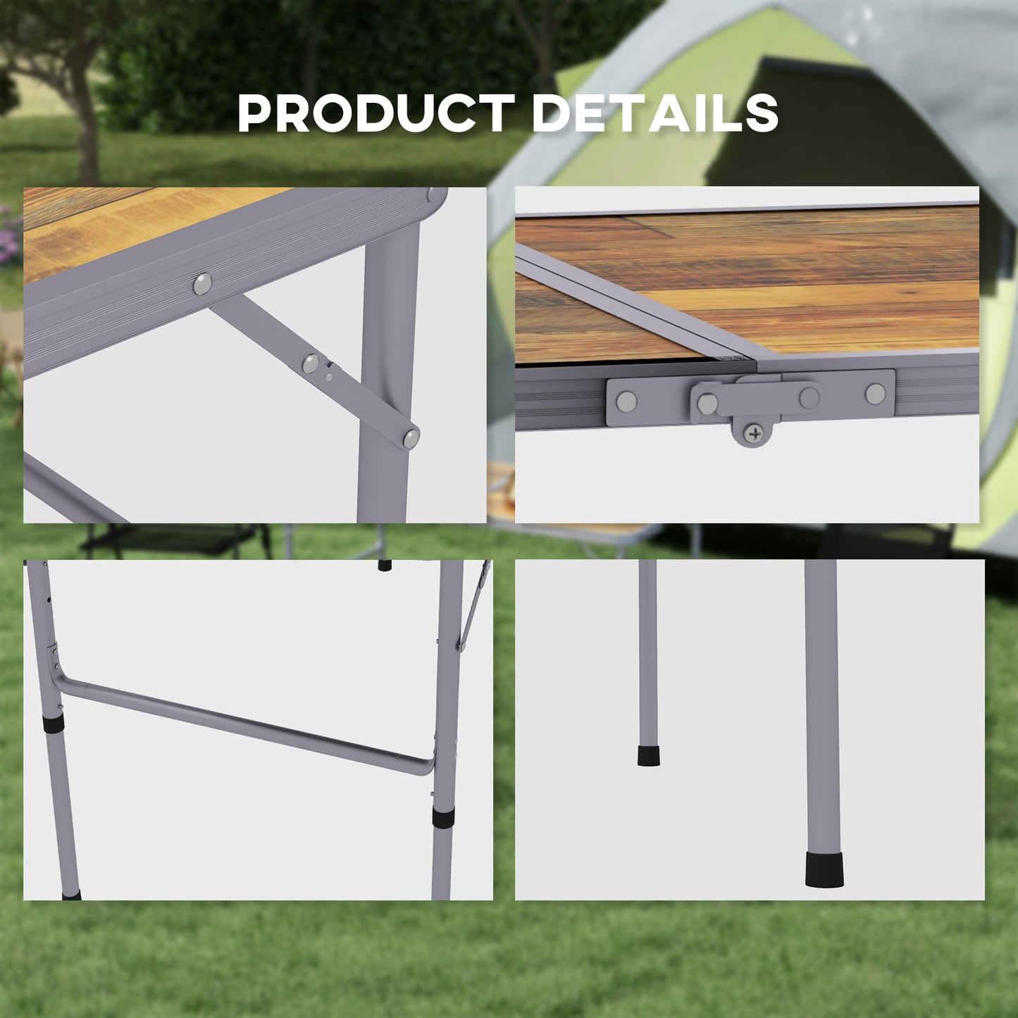 Outsunny 3ft Height Adjustable MDF Folding Camping Table