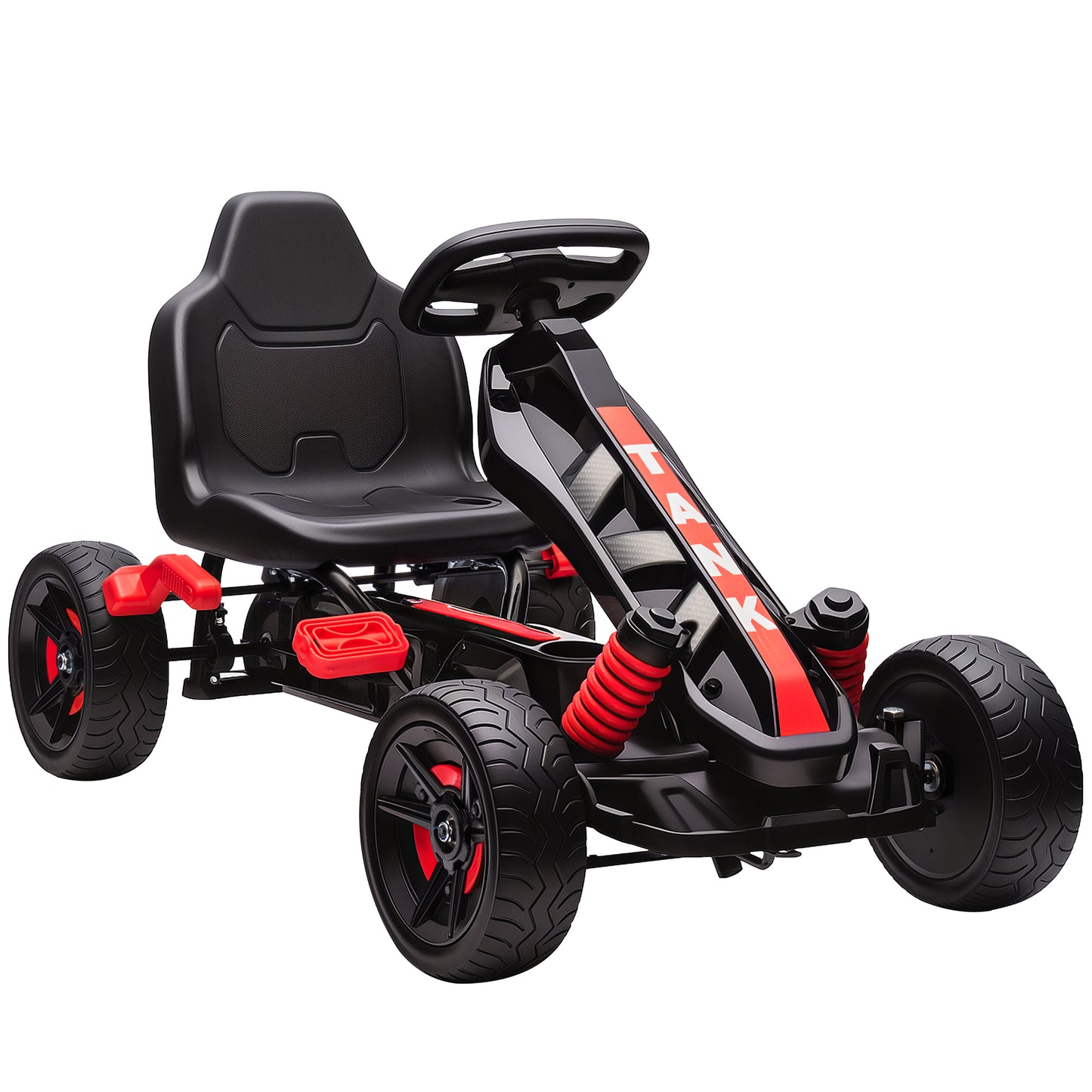AIYAPLAY Pedal Go kart for Kids Ages 3-6 Years, with Automatic Clutch, Brake, EVA Anti-Slip Wheels, Red
