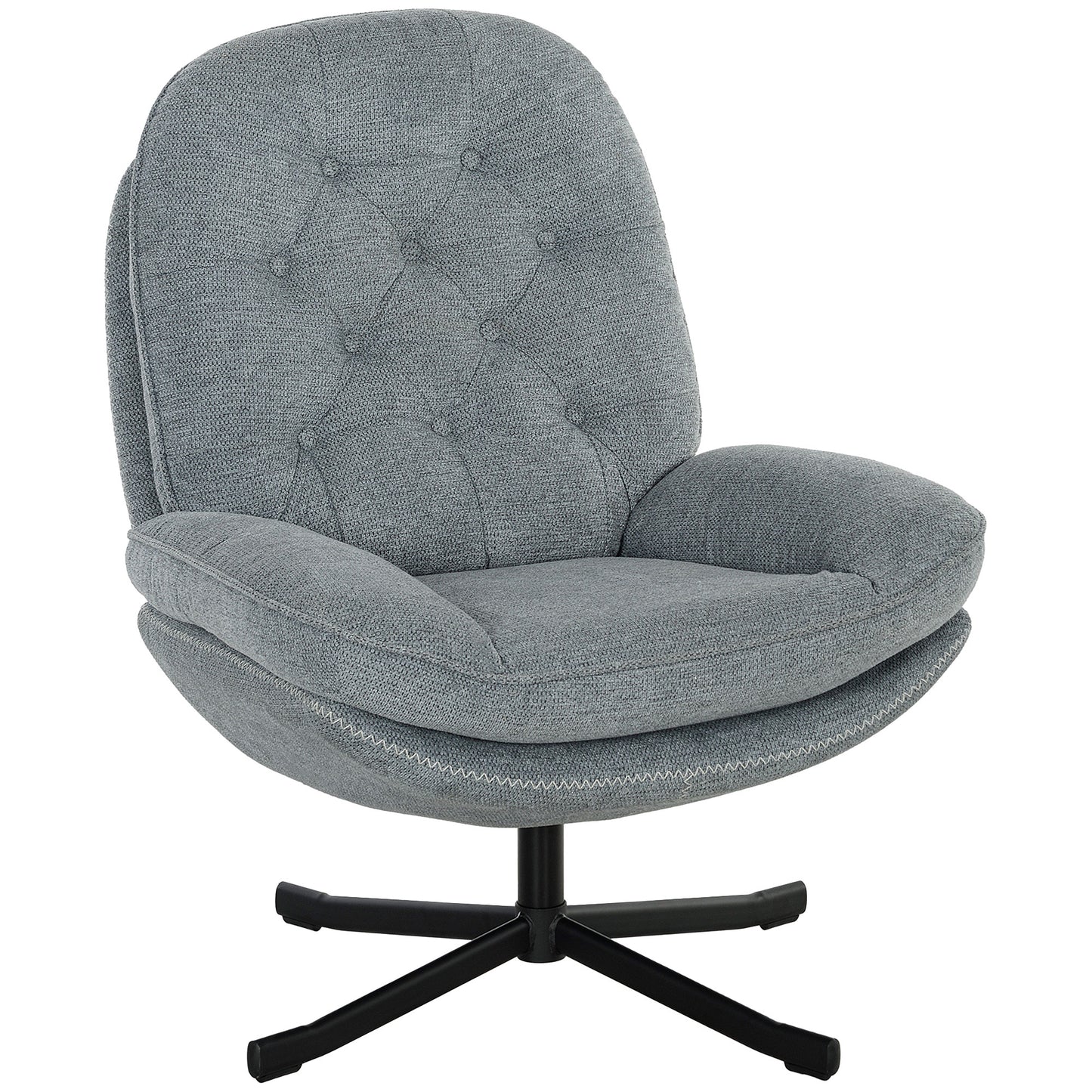 HOMCOM Swivel Armchair with Padded Seat, Water-Repellent Chenille Fabric, Grey