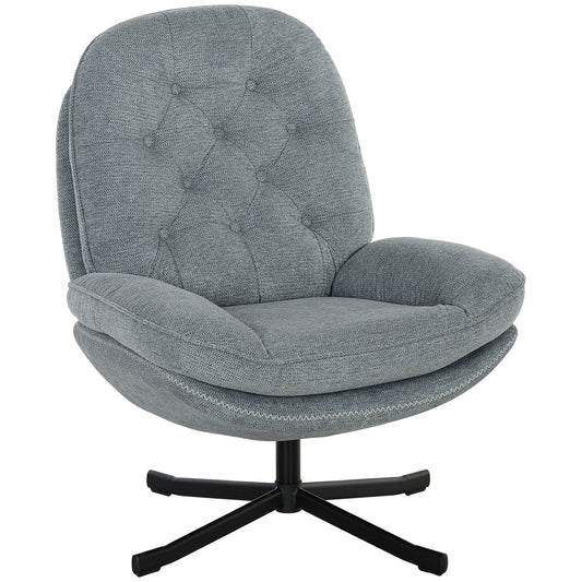 HOMCOM Swivel Armchair with Padded Seat, Water-Repellent Chenille Fabric, Grey