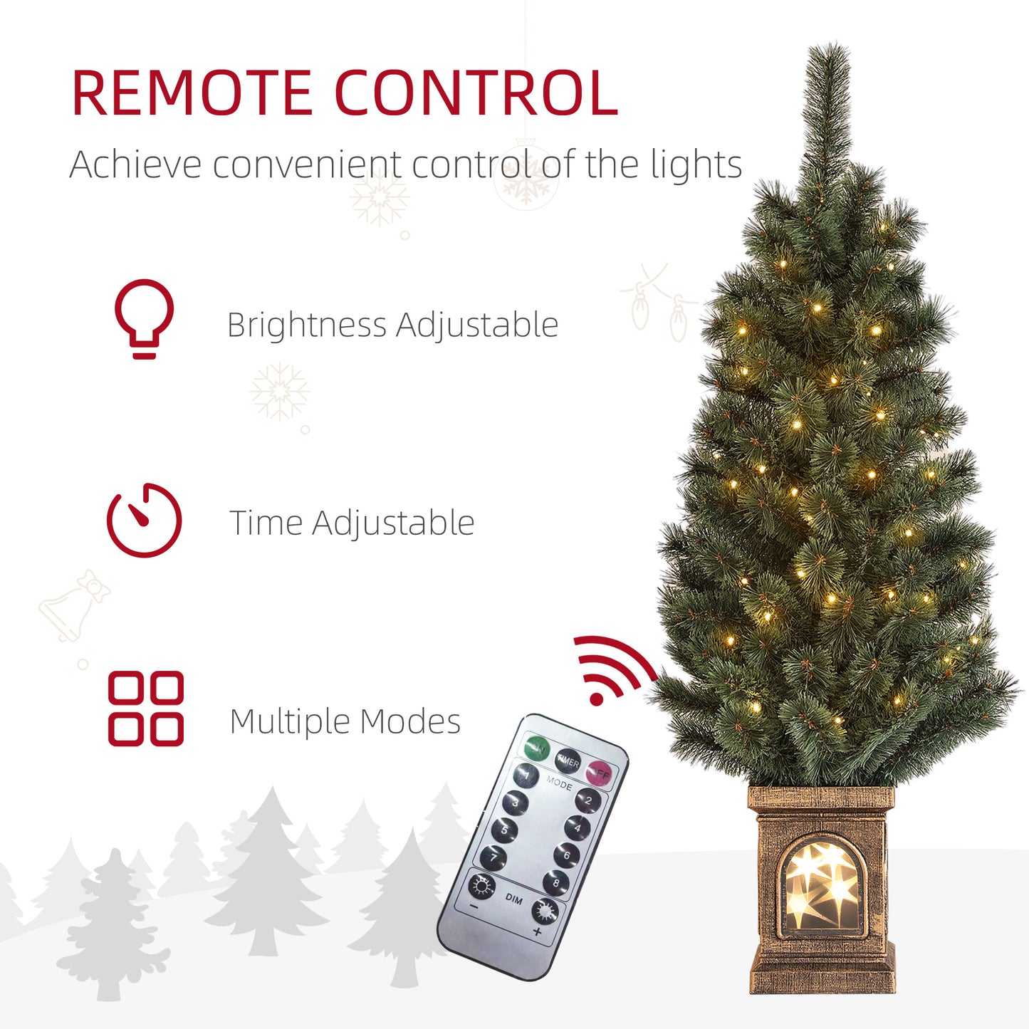 HOMCOM 4ft Artificial Christmas Tree with 80 Warm White LED Lights