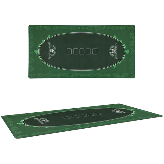 SPORTNOW Professional 6-Player Texas Hold'em Poker Mat, 120 x 60 cm, Water-Resistant Rubber with Felt Surface, Carry Bag, Green