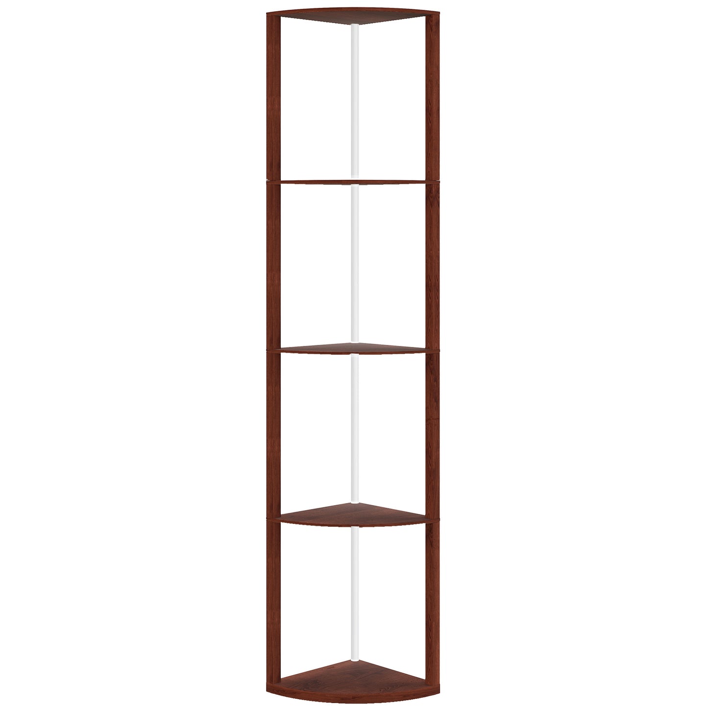 HOMCOM RGB LED Floor Lamp with Shelves, 5-Tier Dimmable Standing Lamp, Adjustable Brightness, Remote Control, Corner Shelf Unit, Brown