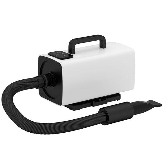 PawHut 2200W Dog Hair Dryer with Auto Adjustable Temperature & Airflow, 3 Nozzles, Digital Screen, for Dogs Cats, White