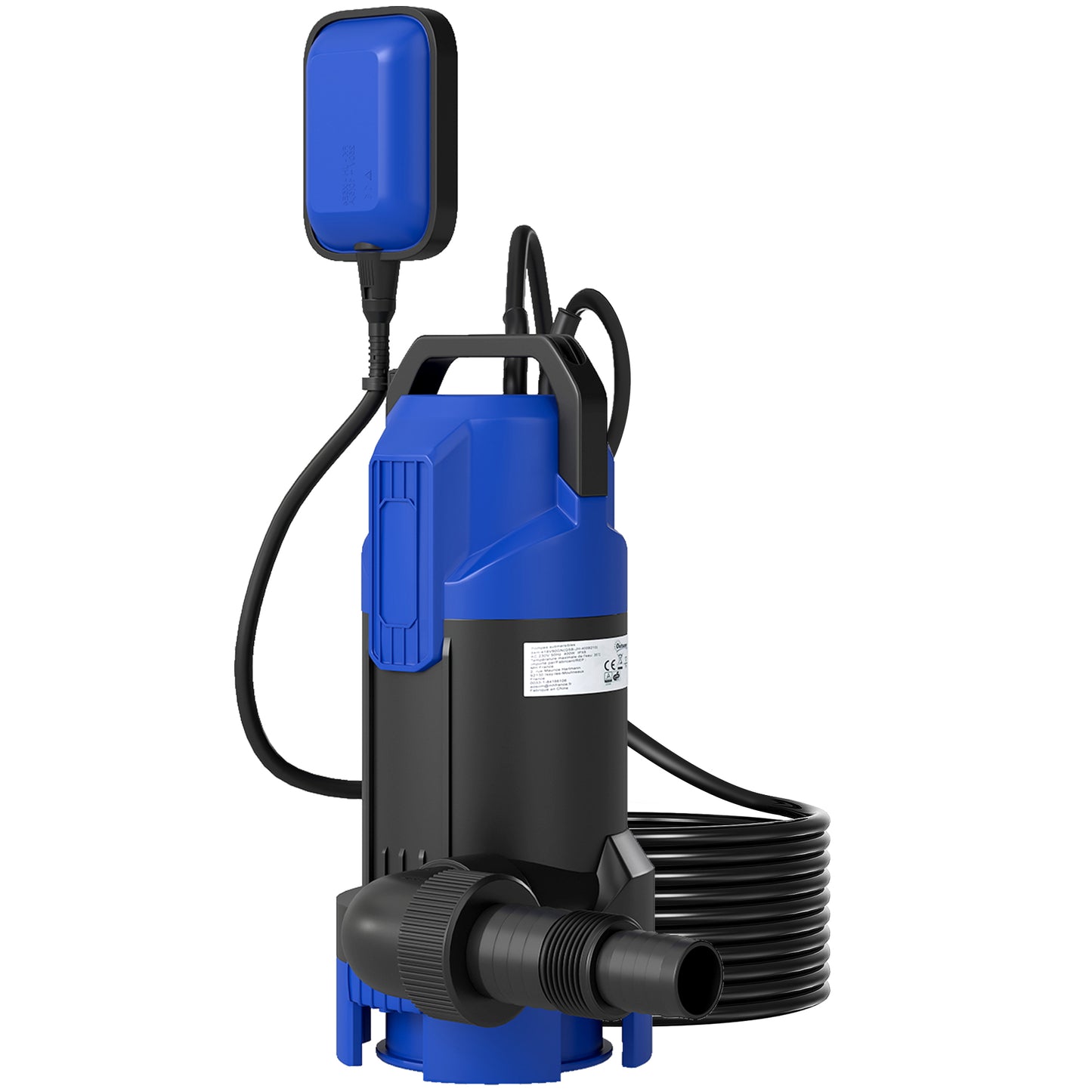 Outsunny 750W Submersible Water Pump, 20000L/H Electric Sump Pump with Float Switch for Dirty/Clean Water, Portable and Lightweight, Blue
