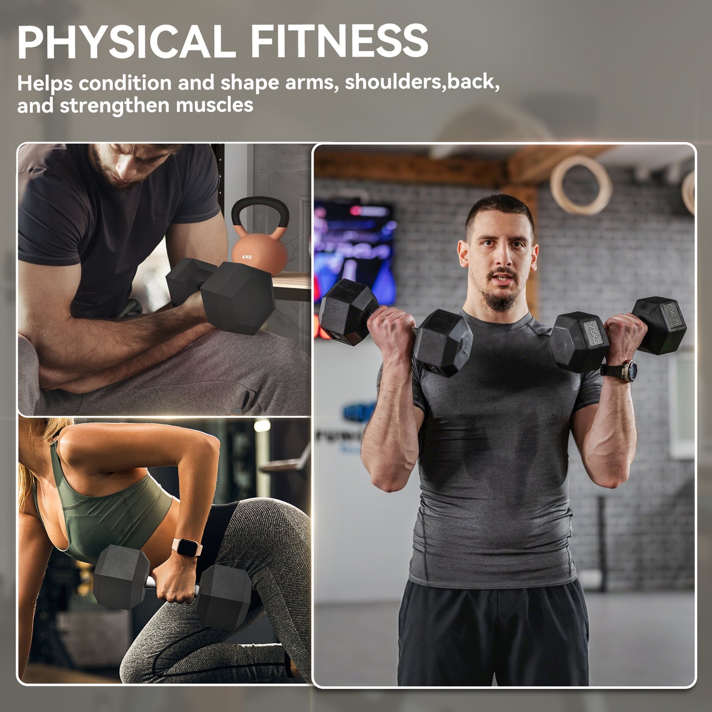 HOMCOM 25KG Rubber Hex Dumbbell Portable Hand Weights Dumbbell Home Gym