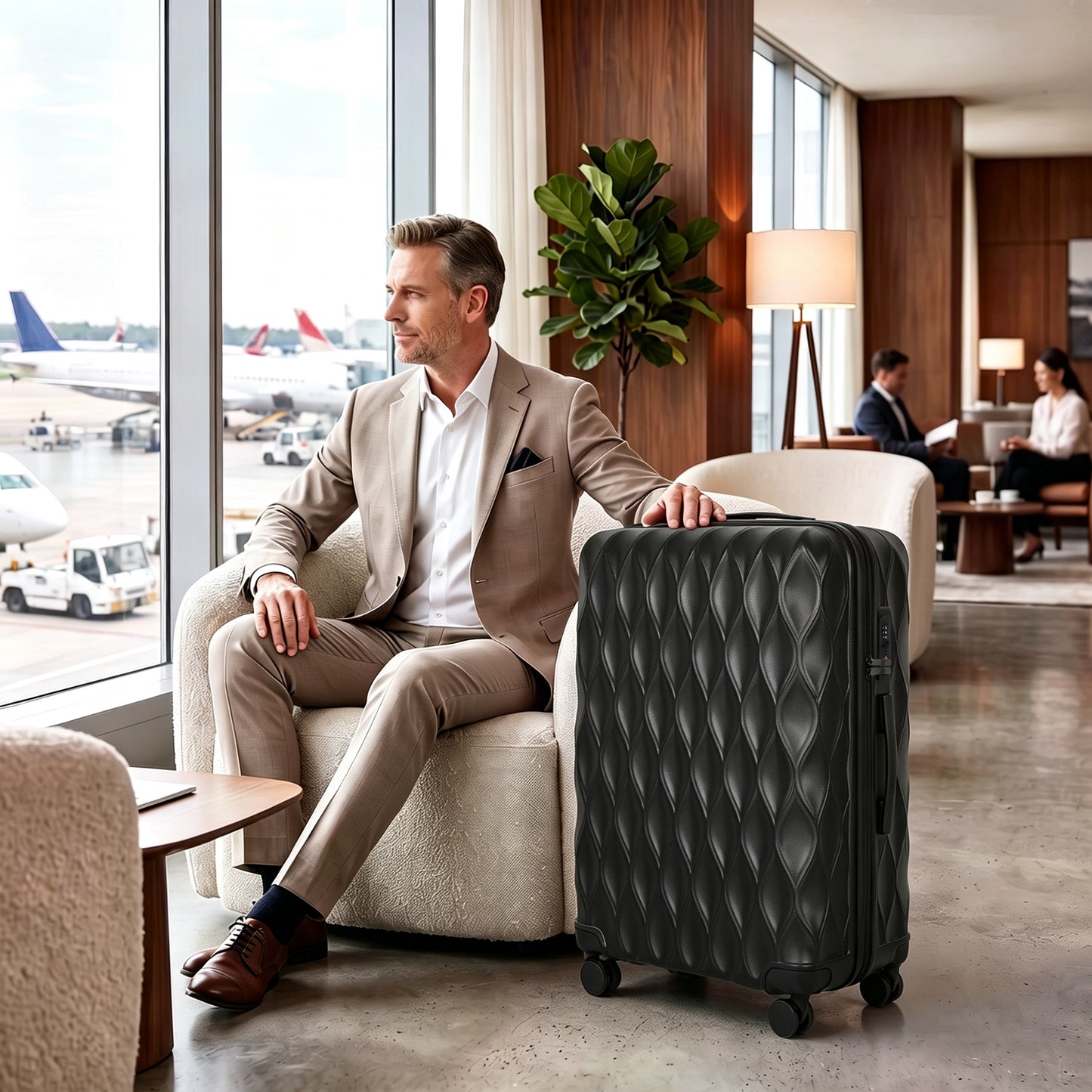 HOMCOM 28Inch Suitcase, ABS Hard Shell Checked Luggage with TSA Lock, Spinner Wheels, Telescopic Handle, Black