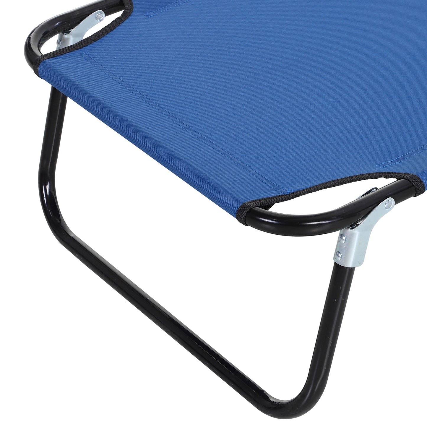Outsunny 2-Piece Foldable Sun Loungers, 5-Position Adjustable Backrest, Portable Recliner Chairs, Breathable Mesh Fabric, Blue