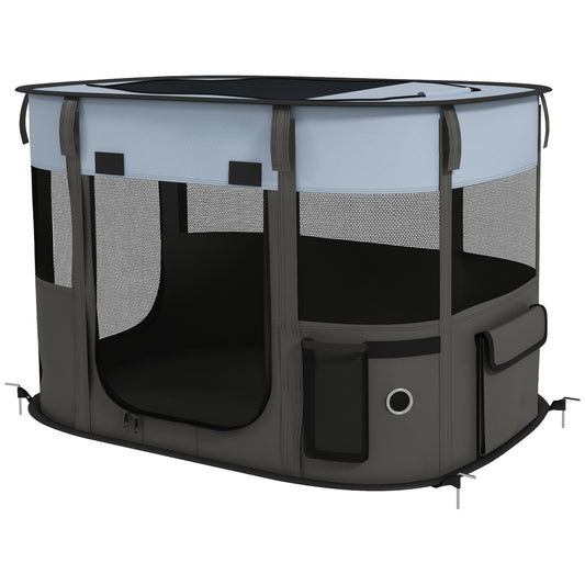 PawHut Foldable Dog Pen with Storage Bag for Indoor/Outdoor Use Grey - Small