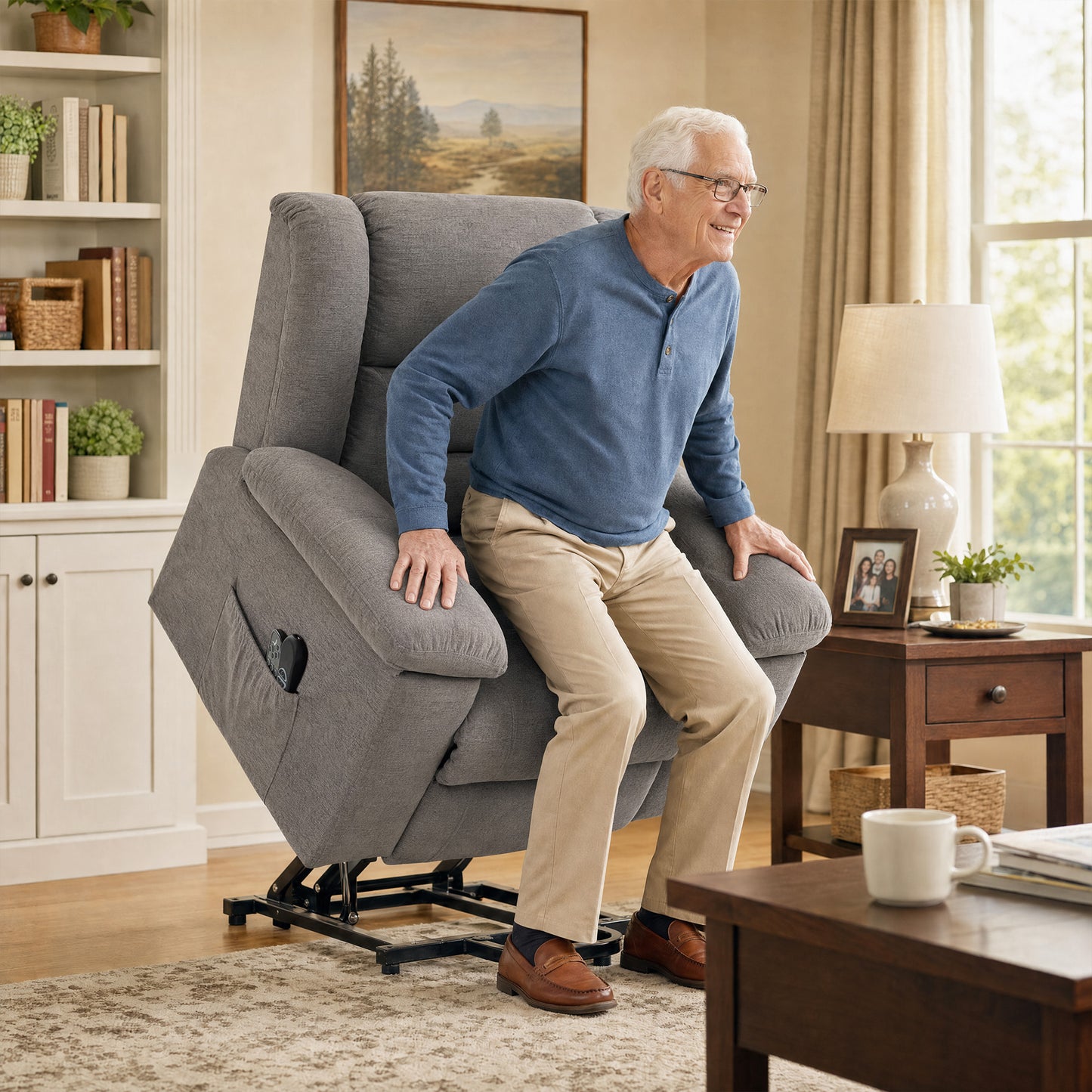 HOMCOM Oversized Riser Recliner Chair with Massage and Heat, Power Lift Recliner for Elderly with Wide Seat and Back, Grey