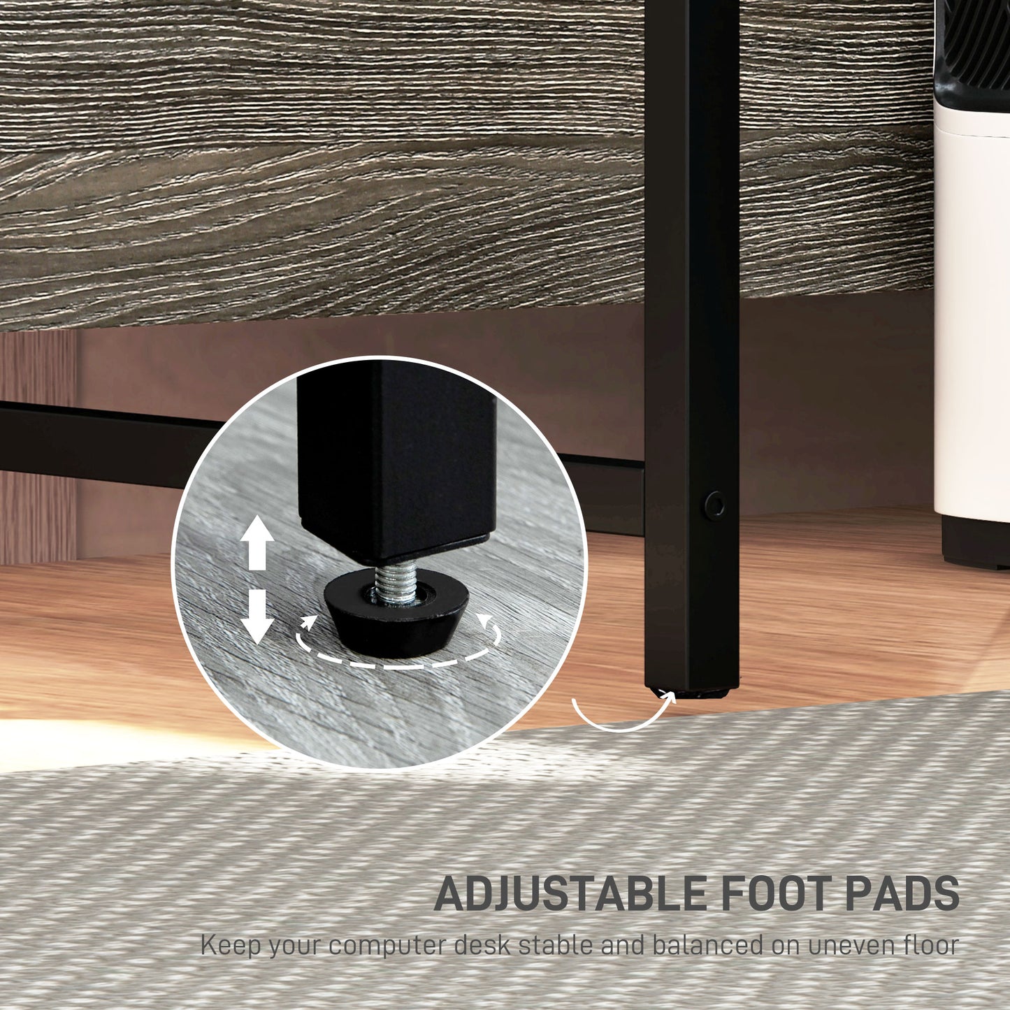 HOMCOM L Shaped Desk, Computer Desk with Liftable Desktop, Charcoal Grey