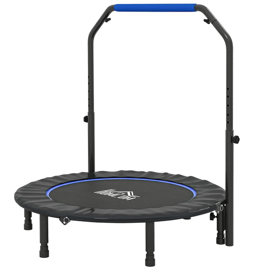 HOMCOM 45" Foldable Mini Fitness Trampoline, with Adjustable Foam Handle, Blue
