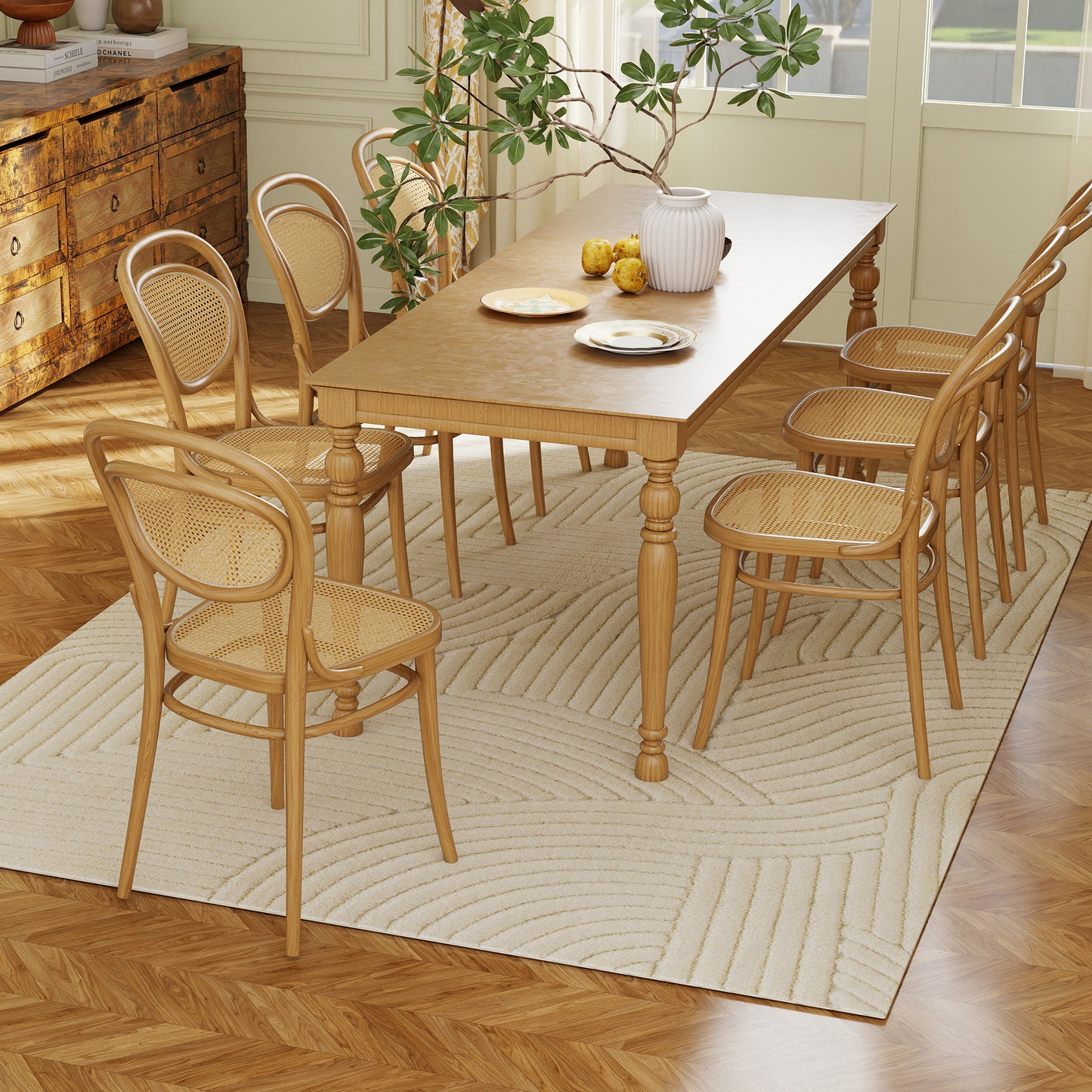 HOMCOM Modern Geometric Rug, Thick & Plush, Non-Slip, 230 x 160 cm – Cream, Living Room/Bedroom/Office