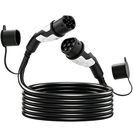 HOMCOM Type 2 EV Charging Cable, 22kW, 32A, Mode 3, 3-Phase, 10m Type 2 to Type 2 EV Extension Cable for EVs, PHEVs