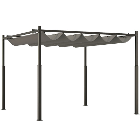 Outsunny 3 x 3(m) Garden Pergola with Retractable Roof, Grey