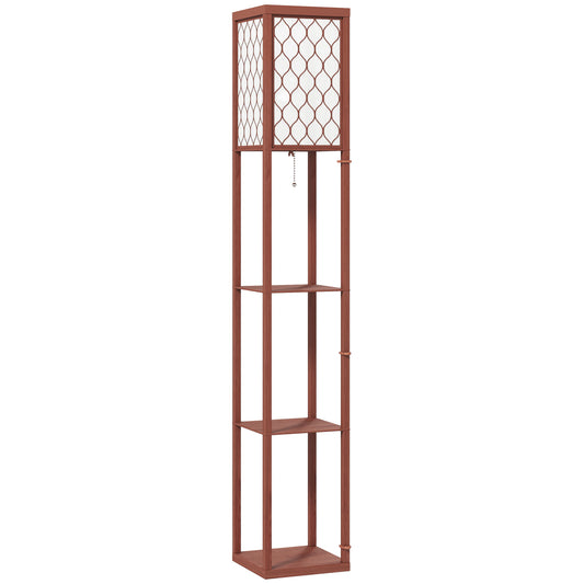 HOMCOM Three-Shelf Standing Lamp - Brown/White