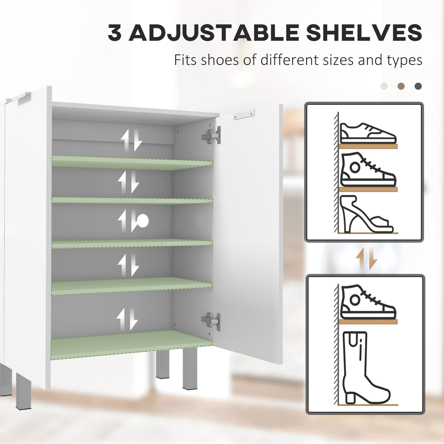 HOMCOM Five-Shelf Shoe Storage Cupboard - White