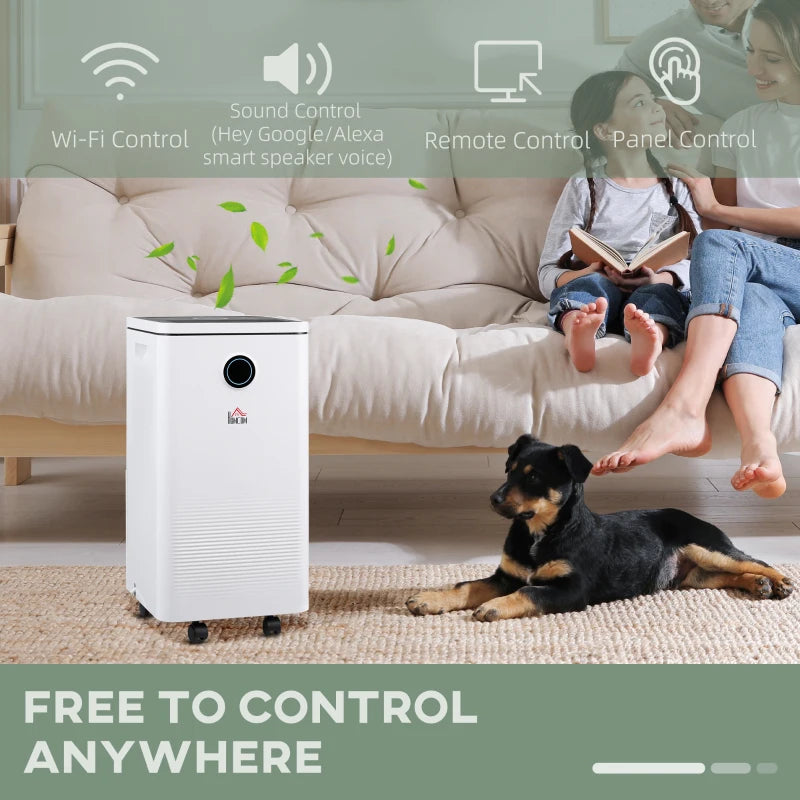 HOMCOM 10L/Day 2500ML Portable Quiet Dehumidifier with WiFi Smart App Control