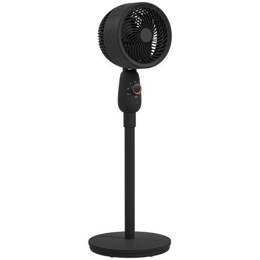 HOMCOM Pedestal Fan, 12" Floor Fan, 3 Speeds, Oscillating for Bedroom, Home & Office, Black