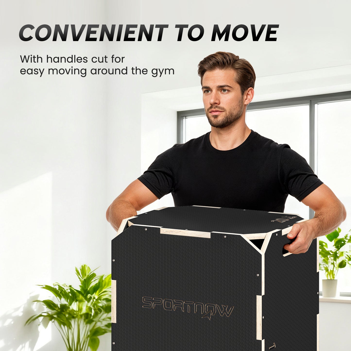 SPORTNOW 3 in 1 Wooden Plyo Box, Non-Slip Jump Box with Handles for Home Gym and Outdoor Workouts, 20" x 18" x 16", Corner-free