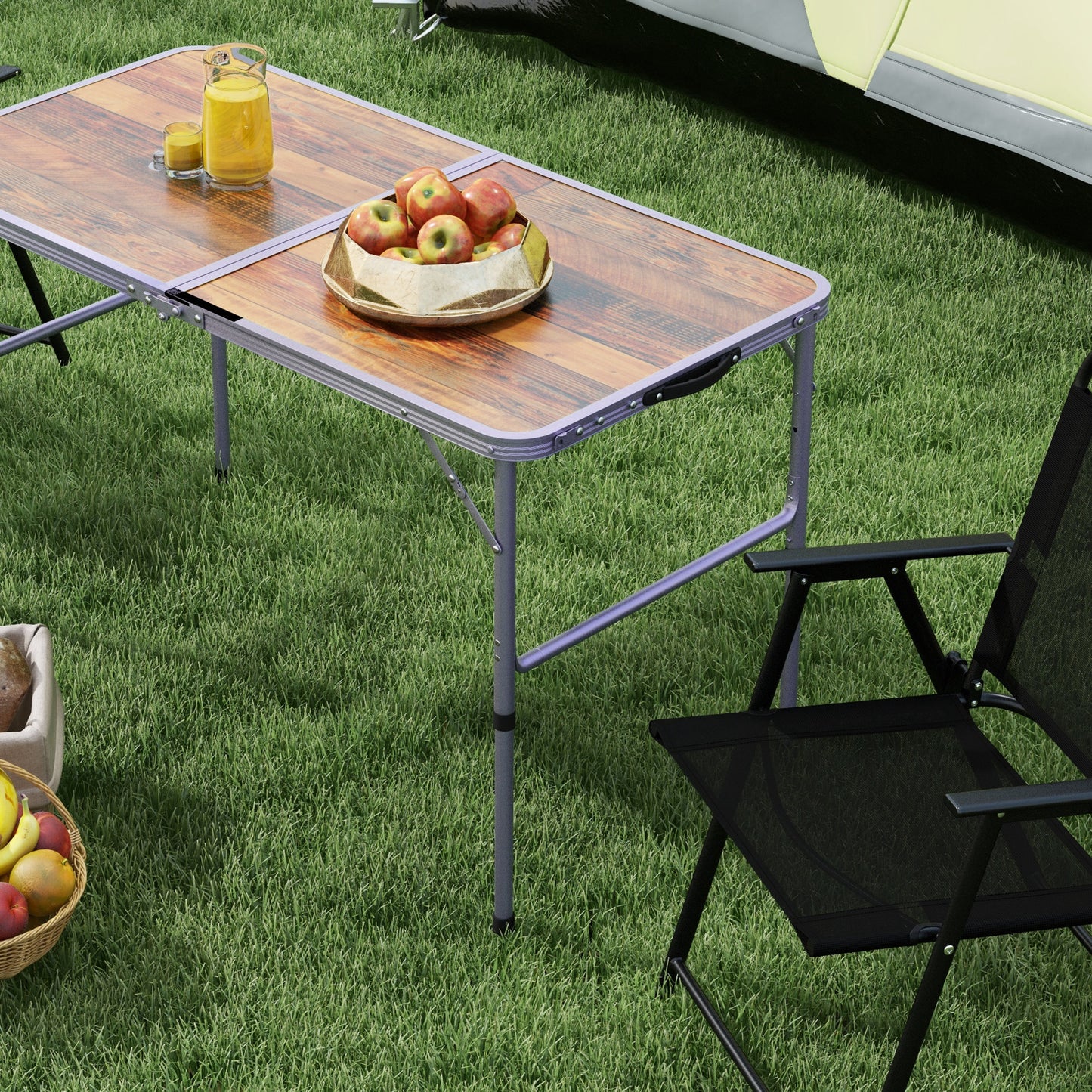 Outsunny 3ft Height Adjustable MDF Folding Camping Table