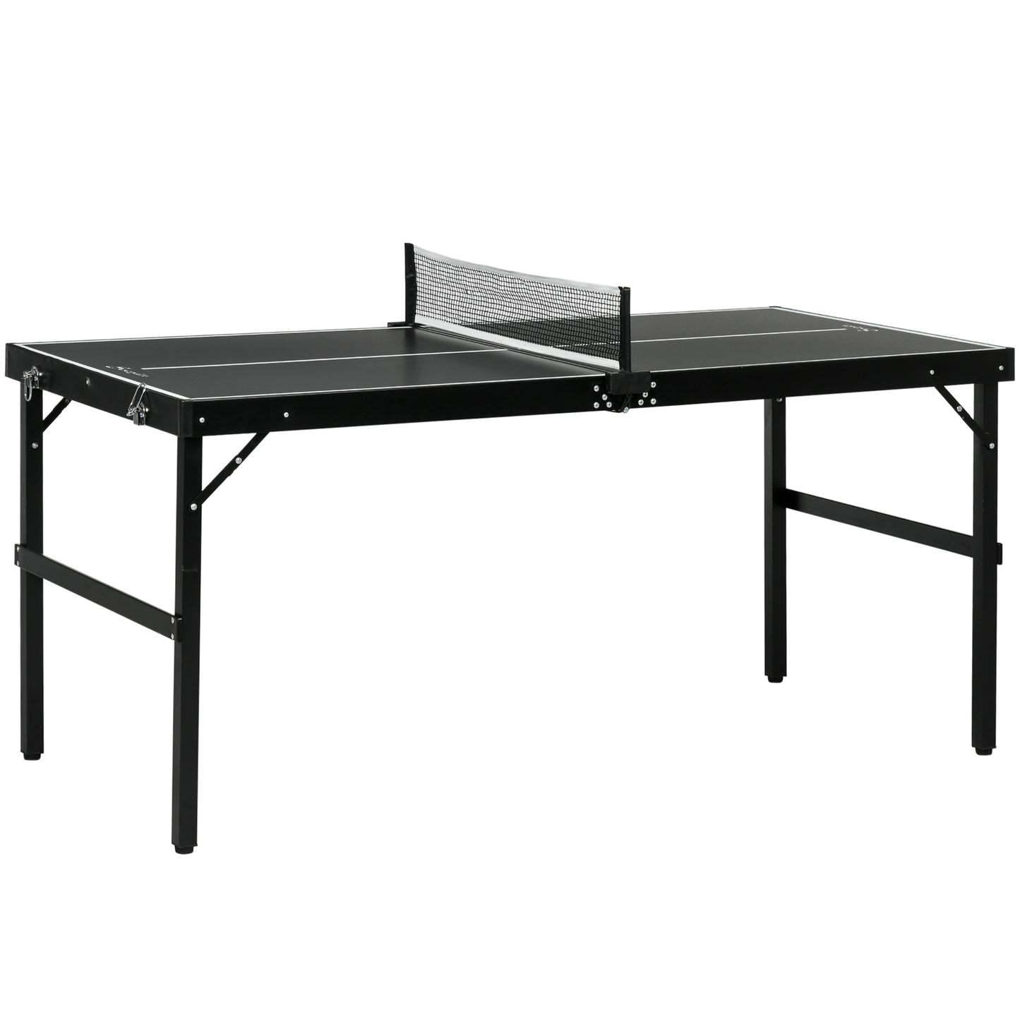 SPORTNOW 5ft Mini Table Tennis Table, Folding Ping Pong Table with Net, Aluminum Frame, Portable Indoor/Outdoor Game Set, Black