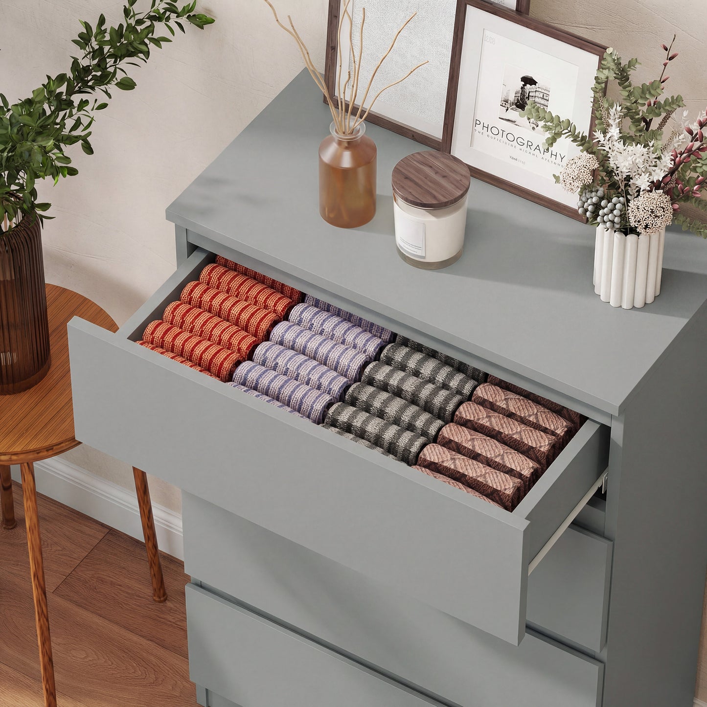 HOMCOM Chest of Drawers, 5-Drawer Storage Cabinets, Modern Dresser, Storage Drawer for Bedroom