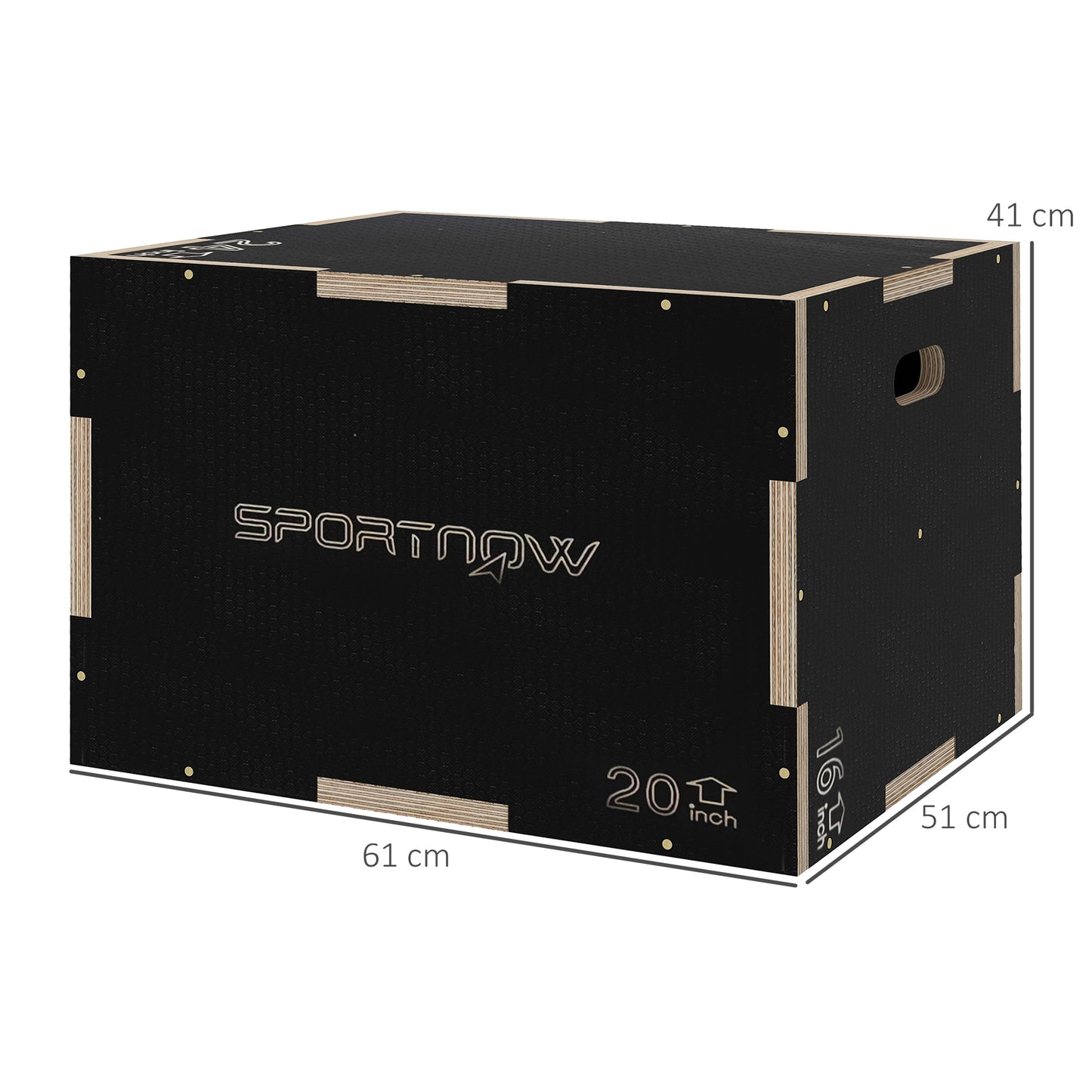 SPORTNOW 3-in-1 Wooden Plyo Box, Anti-Slip Plyometric Jump Platform, S ...