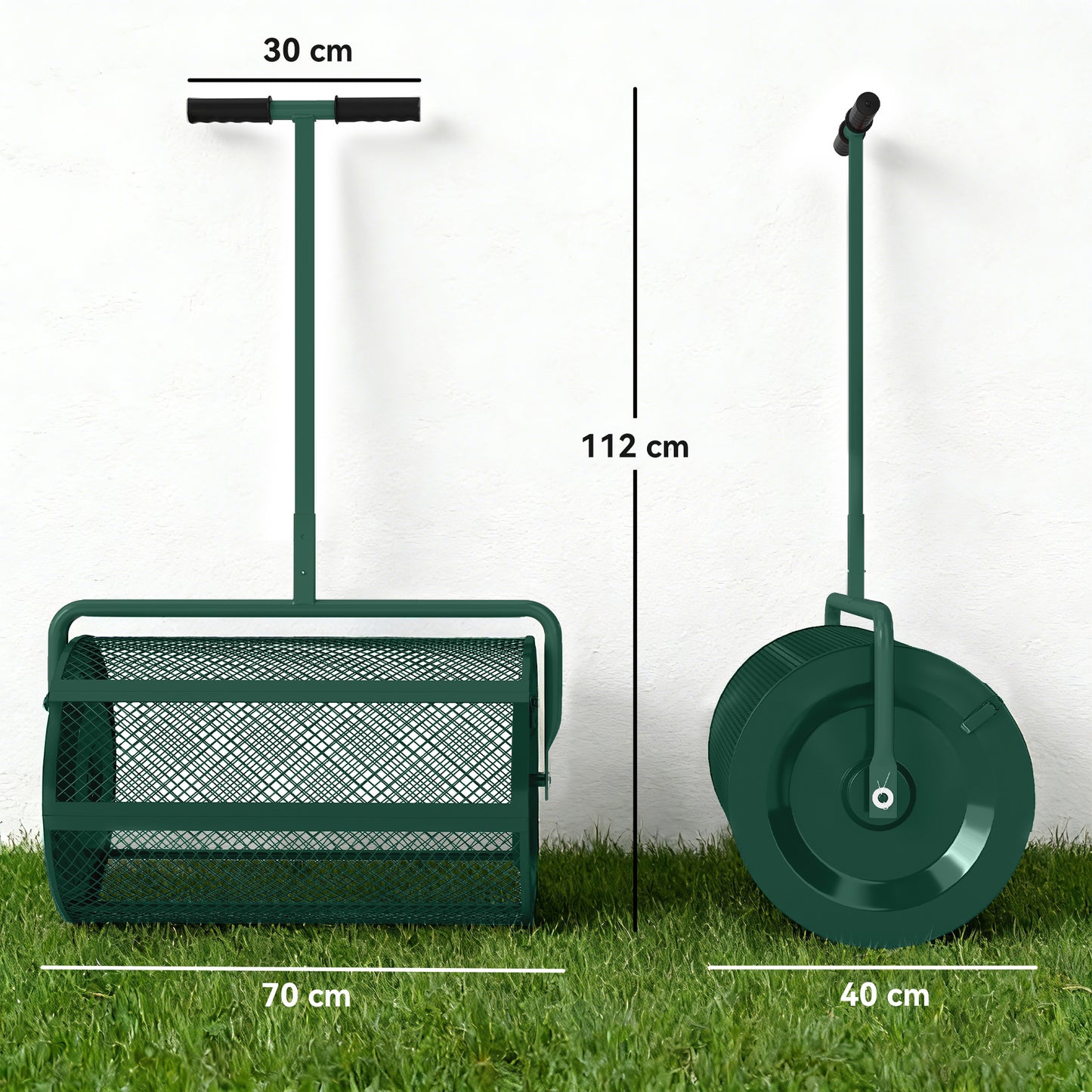 Outsunny Compost Spreader Metal Mesh Basket Green 24"