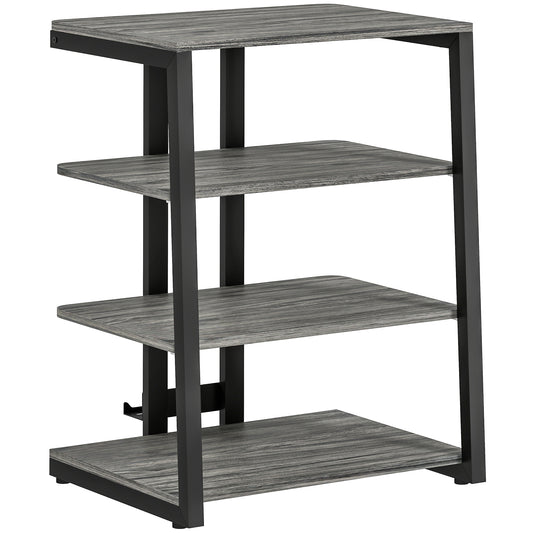 HOMCOM HiFi Stand, with Four Storage Shelves - Dark Grey