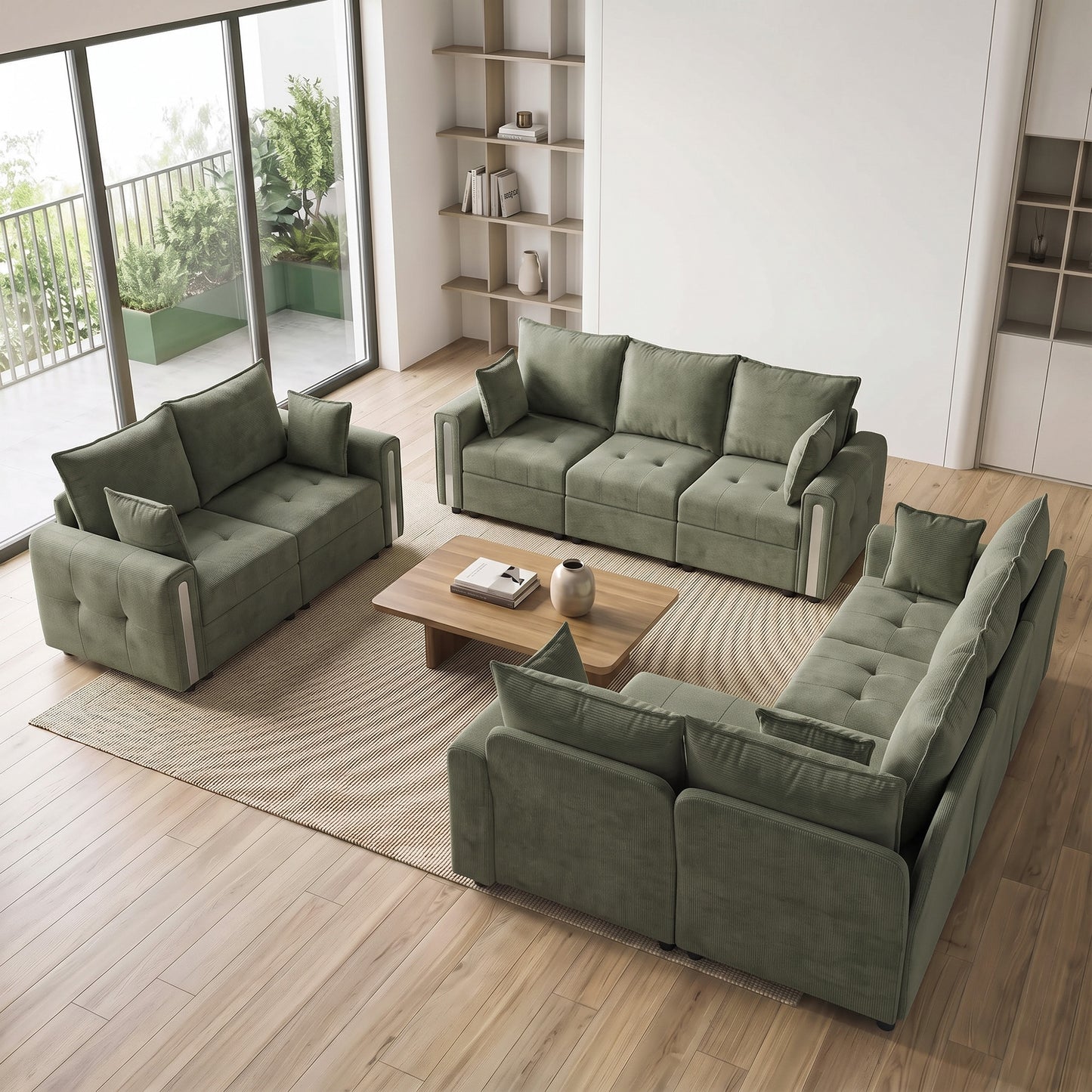 HOMCOM 228cm L Shaped Sofa with Lift-Up Storage, 3-Seater Sectional Sofa with Wide Deep Seat, Dark Green