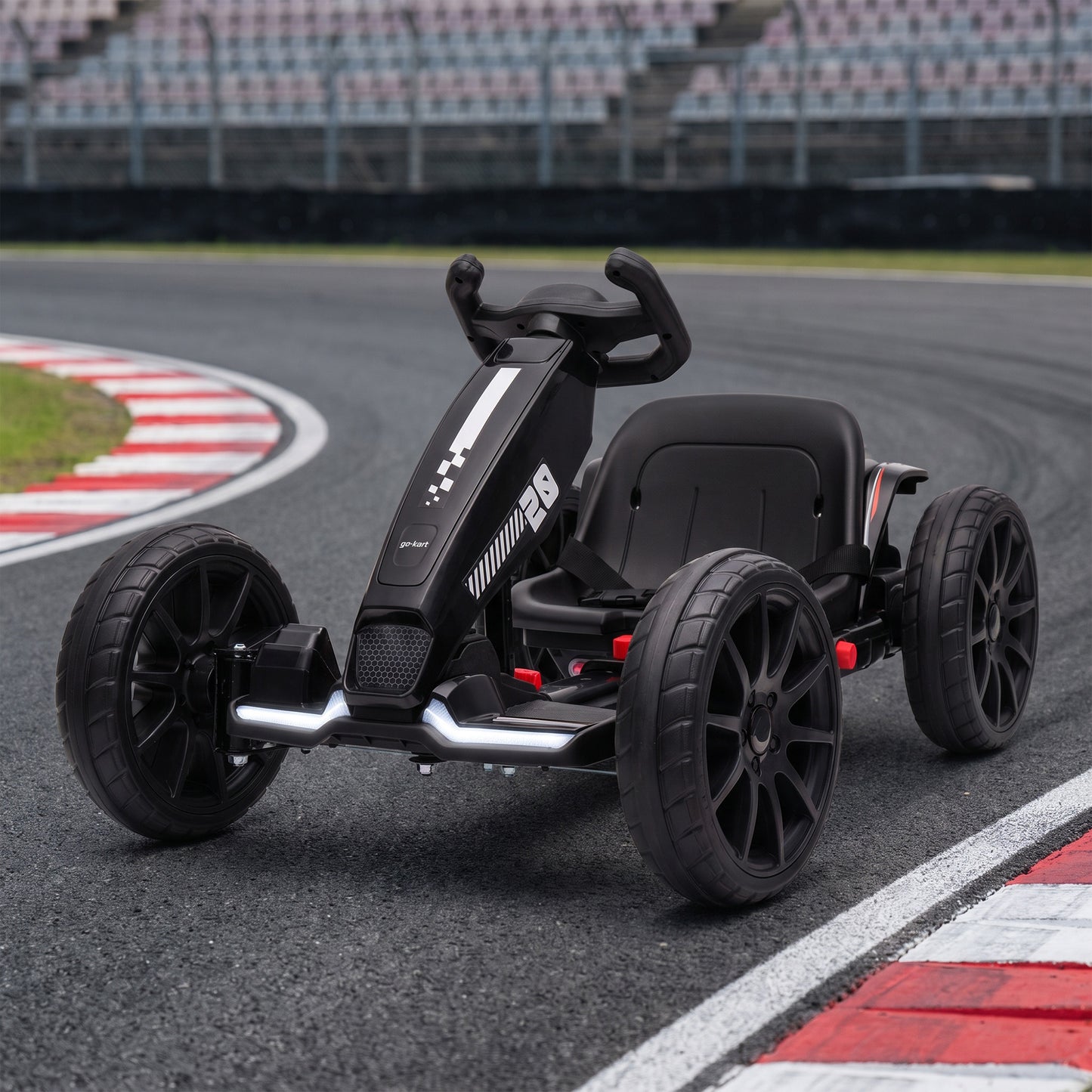 AIYAPLAY 12V Electric Go Kart for Kids with Dual Motors, Adjustable Seat, Soft Start, LED Lights, EVA Wheels, for Age 3-6, Black
