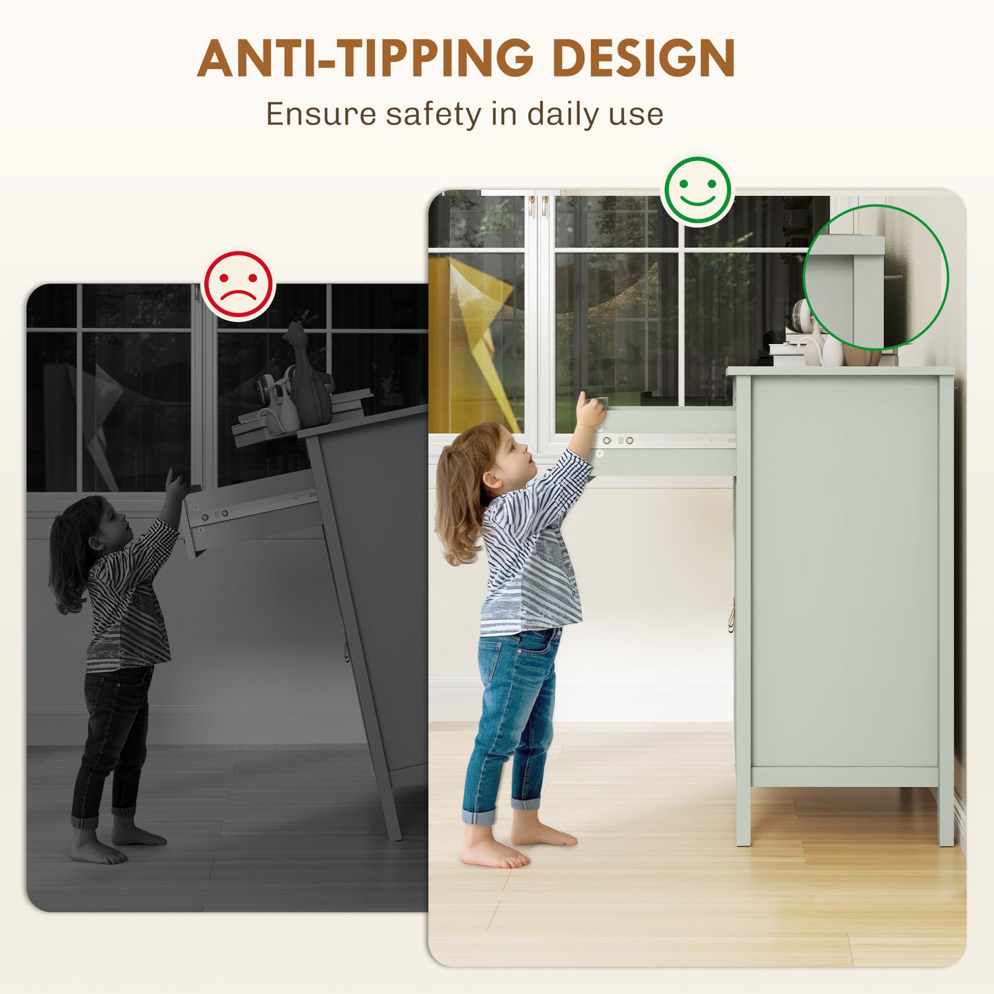 HOMCOM Sideboard for Living Room - Light Green