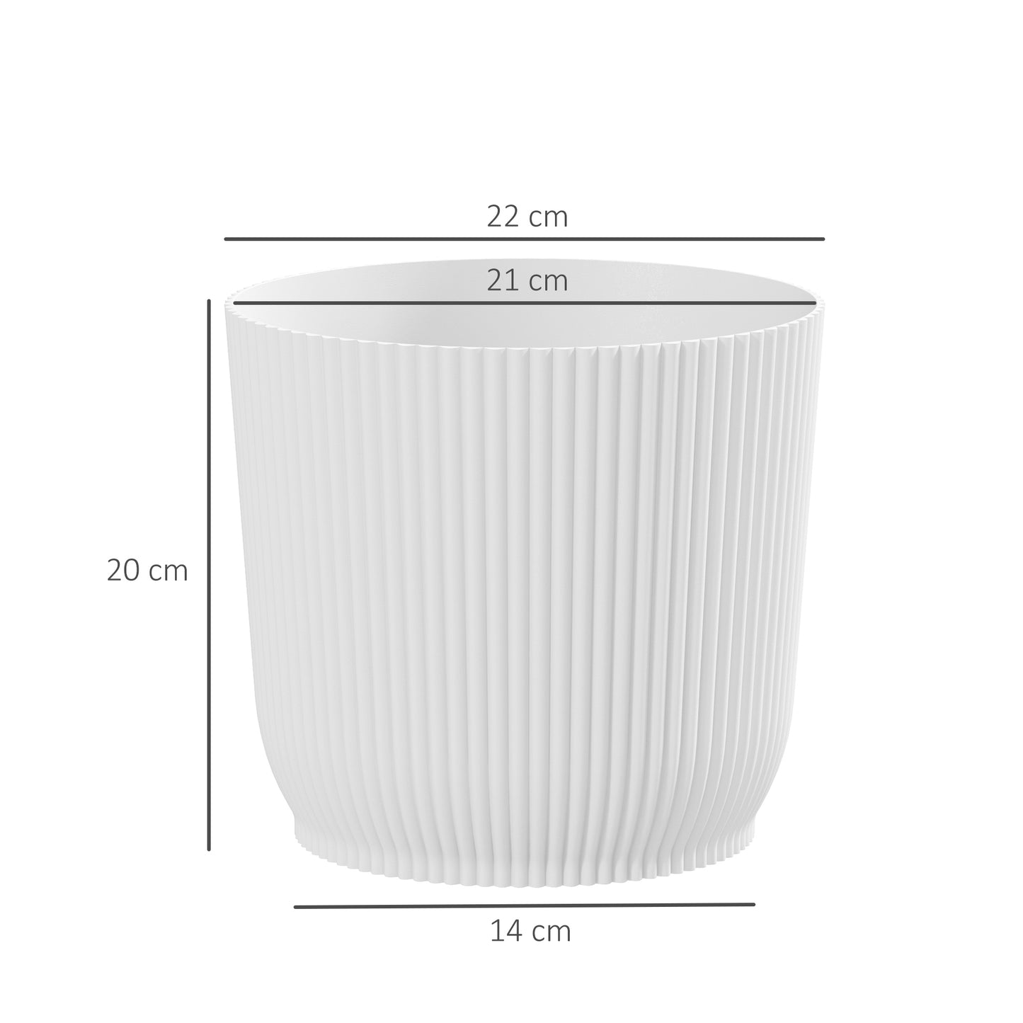 Outsunny Set of Three Ø22cm Planters - White