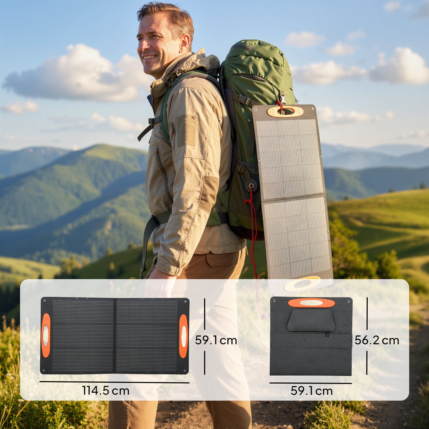 HOMCOM Portable Foldable Solar Panel 100W Waterproof