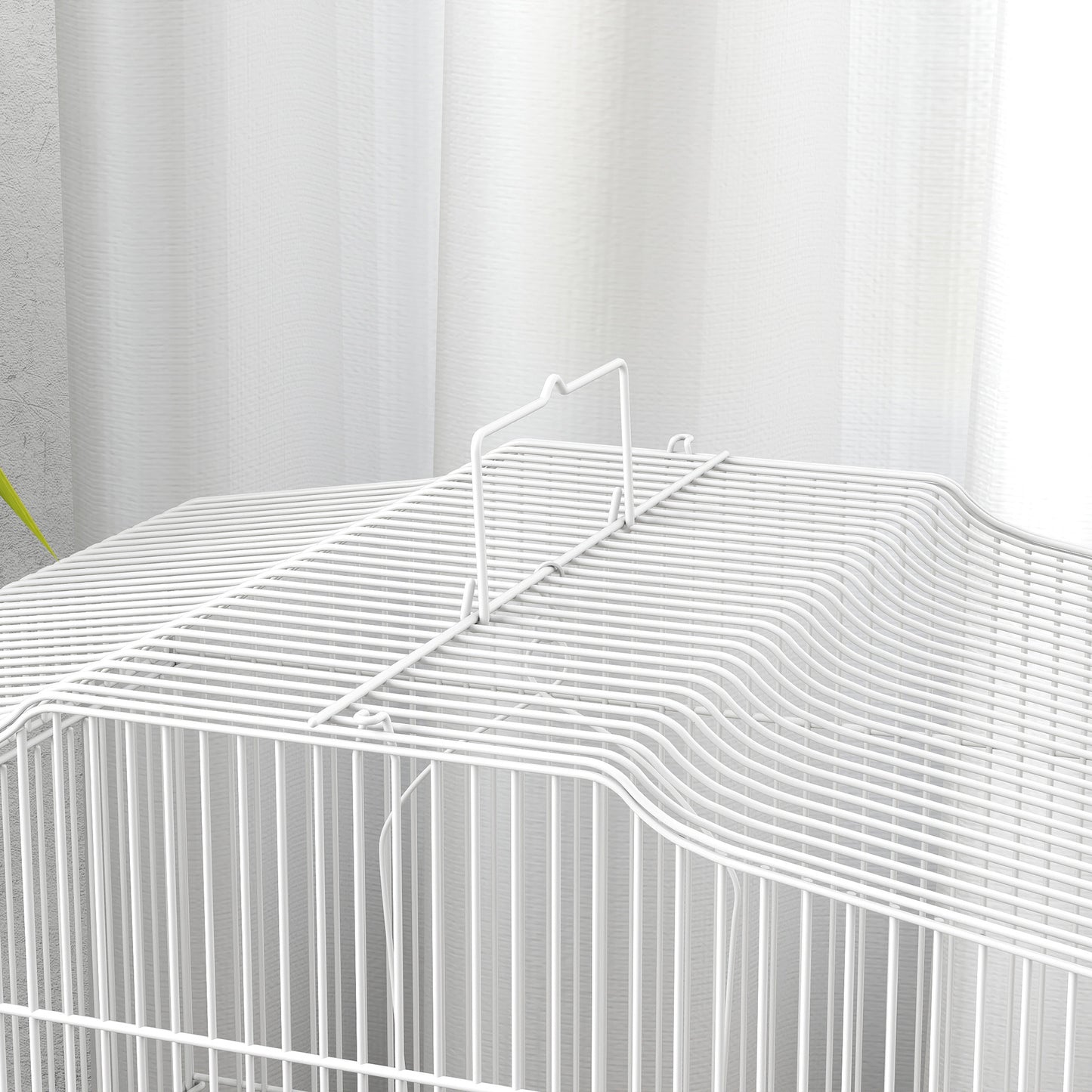 PawHut Large Metal Bird Cage with Perches, Food Bowls, Swing, for Budgies, Parakeets, White